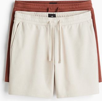 H&M 2er-Pack Sweatshorts in Regular Fit - Beige