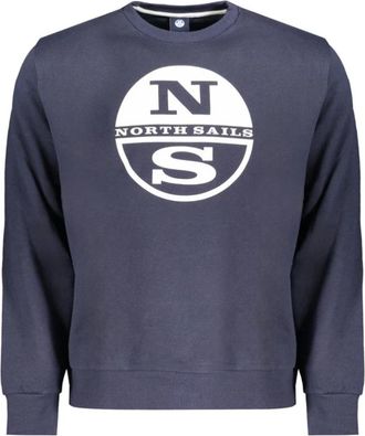 North Sails Blauwe Katoenen Sweatshirt met Logoprint - Heren - Sweatshirts - Blauw - XL - Katoen - Hoodies & sweatvesten