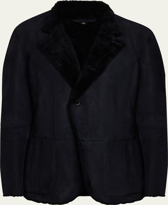 Giorgio Armani Mens Suede Shearling Jacket