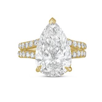 Diana M. Jewels 14kt yellow gold 3ct lab grown pear diamond Micropav&eacute; Split Shank Ring
