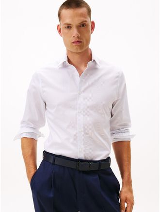 Tommy Hilfiger Mens Slim Fit THFlex Geo Print Dress Shirt - Blue - 14.5/32-33