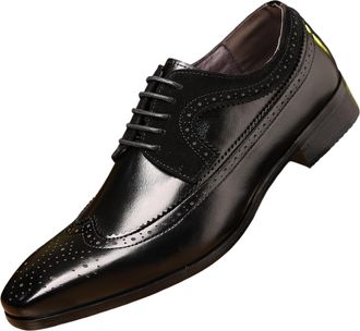 Generic Mens Dress Shoes Wingtip Formal Business Oxford Shoe Brogue Retro Derby Dress Shoes for Men (Black,12.5)