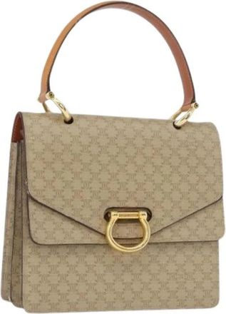 Celine Pre-owned Vintage Macadam Canvas Handtas - Dames - Vintage Handtas - Beige - ONE Size - Leer - Vintage