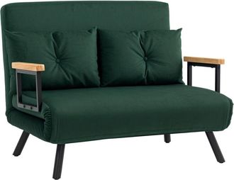 HOMCOM Homcom - Click Clack Bed Settee for Living Room, Guest Room Dark Green-Two Seater