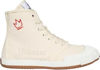 Vivienne Westwood Katoenen High-top Sneakers - Heren - Sneakers - Beige - 39 EU - Katoen - Schoenen