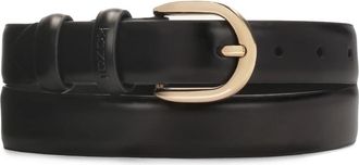 Kazar Zwarte leren riem met afgeronde gesp - Dames - Riemen - Zwart - 90 CM - Leer - Accessoires
