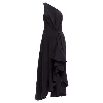 Dion Lee silk one shoulder drape asymmetric ruffle dress