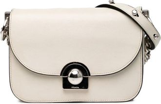 Prada Borsa a tracolla Arcade in pelle di vitello con battente 2013-2025 - Bianco