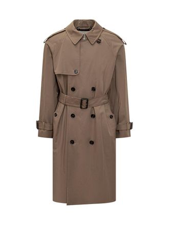 Burberry Burberry Long Double-Breasted Trench Coat Beige