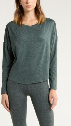 Zella Restore Soft Long Sleeve Relaxed T-Shirt in Green Duck at Nordstrom, Size Xx-Large