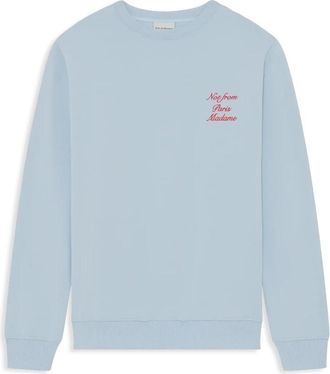 Dr&ocirc;le de Monsieur Le Sweatshirt Slogan Calligraphy - Heren - Sweatshirts - Blauw - XL - Katoen - Hoodies & sweatvesten