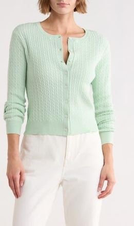 French Connection Cable Stitch Cardigan in Sage Green at Nordstrom Rack, Size X-Large