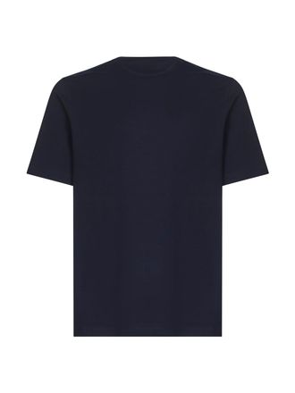 Brunello Cucinelli Mens T-Shirt Solomeo Crest Blue Cotton T-Shirts And Polos
