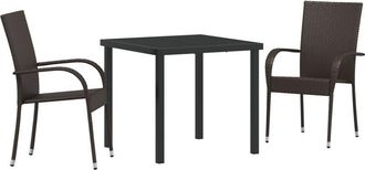 vidaXL Conjunto De Comedor De Jard&iacute;n 3 Pcs Marr&oacute;n Polirat&aacute;n Vidaxl