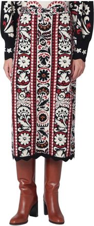 Farm Rio Stripes Winter Tapestry Knit Skirt - Dames - Midirokken - Veelkleurig - XS - Polyester - Rokken