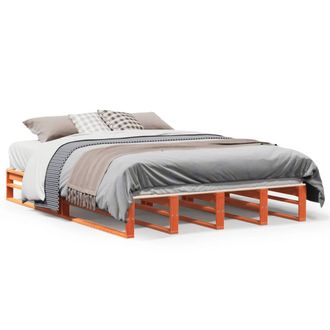 Berkfield Home Bed Frame Frame Wax Brown 150x200 cm King Size Solid Wood Pine