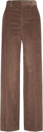 Brunello Cucinelli Pantaloni Loose In Velluto Di Cotone A Coste Con Monile-Donna