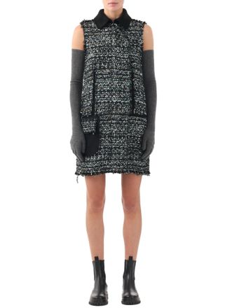 Jason Wu Collared Tweed Mini Shift Dress In Hunter G
