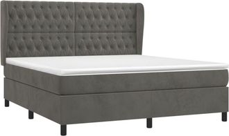 vidaXL Vidaxl - Cama Box Spring Con Colch&oacute;n Terciopelo Gris Oscuro 180x200 Cm