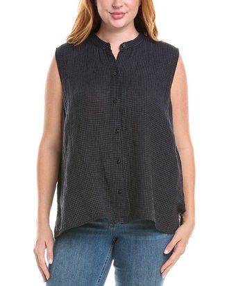 Eileen Fisher Eileen Fisher Plus Mandarin Collar Linen Shirt