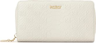 Kazar Witte reli&euml;flederen portemonnee met ritssluiting - Dames - Portefeuilles - Wit - ONE Size - Leer - Accessoires