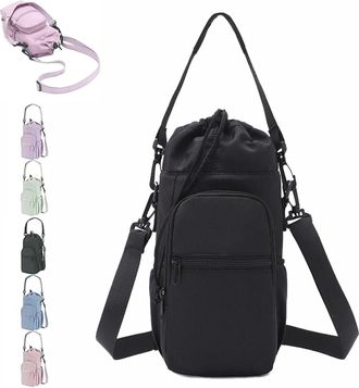 Generic Water Bottle Shoulder Bag - The Ultimate Outdoor Companion, Water Bottle Bag Crossbody with Strap for Camping, Travel (Black)