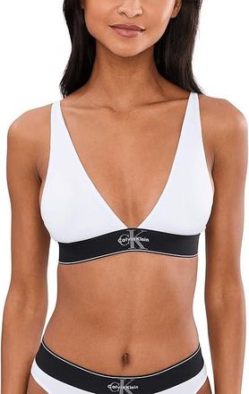 Calvin Klein Underwear Graphic Lightly Lined Triangle Bralette Womens Bra White : LG (Womens 12-14), Elastane/Polyester