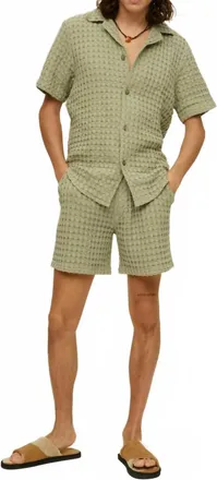 OAS Cuba Waffle Shirt In Dusty Green