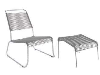 Schubiger M&ouml;bel Spaghetti-Kufen-Lounger-Hochlehner + Hocker S&auml;ntis