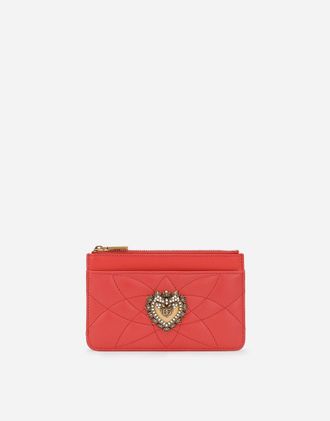 Dolce & Gabbana Medium Devotion Card Holder - Woman Wallets And Small Leather Goods Orange Leather Onesize