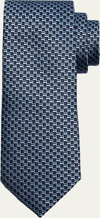 Ermenegildo Zegna Mens Bicolor Basketweave Silk Tie