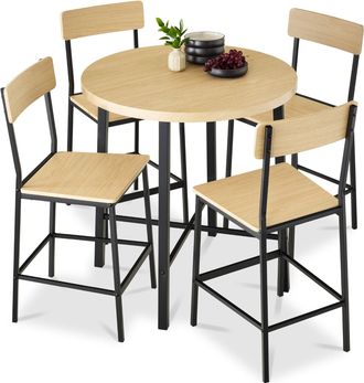 Best Choice Products 5-Piece Modern Round Counter Height Dining Set w/ 4 Chairs, 1.5in Thick Table - Natural
