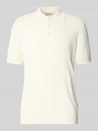 Redefined Rebel Slim Fit Strick-Poloshirt mit Zopfmuster Modell Miller in Offwhite, Gr&ouml;&szlig;e XXL