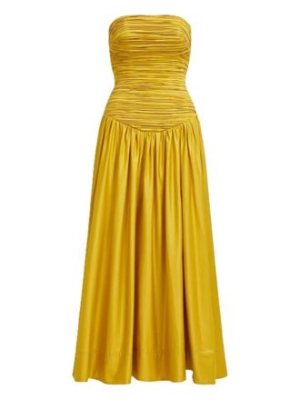 Aje Marigold strapless midi-jurk met zak - Geel
