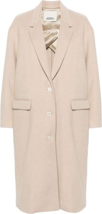 Isabel Marant Efezia single-breasted coat - women - Virgin Wool/Wool/Recycled Cashmere/Silk/Viscose/Cotton - 38 - Neutrals