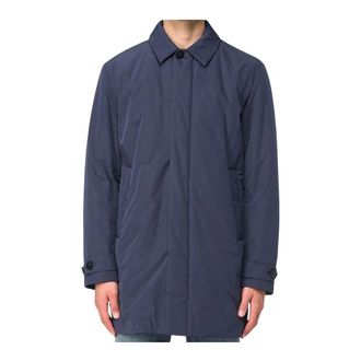 Woolrich Cappotto tinto in capo in Peac - Heren - Mantel - Blauw - XL - Jassen