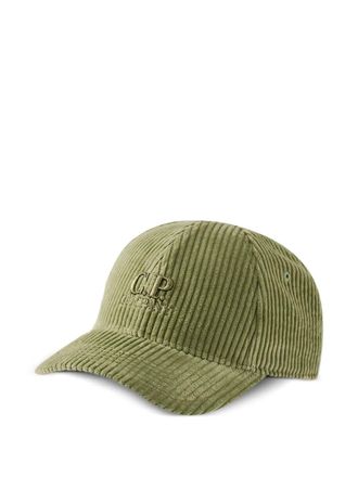 C.P. Company logo-embroidered corduroy cap - Green