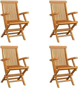 vidaXL Vidaxl - Sillas de jardín plegables 4 unidades madera maciza de teca