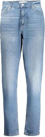Calvin Klein Jeans, Dames, Blauw, W28 L32, Denim, Denim Mom Jeans Blauw Gewassen Geborduurd