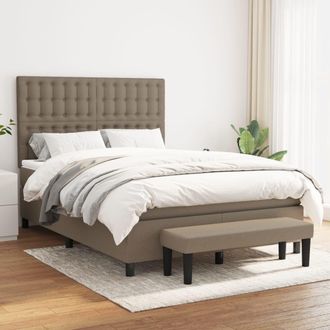 vidaXL Cama Box Spring Con Colch&oacute;n Tela Gris Taupe 140x190 Cm Vidaxl