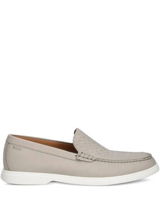 BOSS textured-leather loafers - Grey