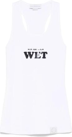 Stella McCartney Slippery When Wet Racerback Tanktop - Dames - Tops zonder mouwen - Wit - M - Katoen - Tops