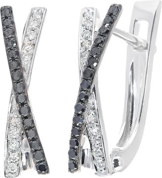 Jewelco London 9ct White Gold Round 22pts Diamond Kiss Drop Earrings - DE1AXL516W-BLKD