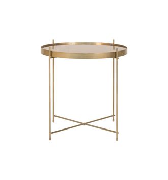 Moloo Mesa de centro de acero color lat&oacute;n y cristal &oslash;70 cm