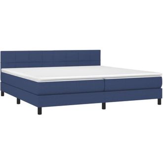 vidaXL Cama Box Spring Colch&oacute;n Y Luces Led Tela Azul 200x200 Cm Vidaxl