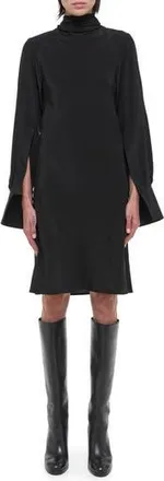 Helmut Lang Scarf Neck Long Sleeve Silk Dress in Black at Nordstrom Rack, Size X-Small