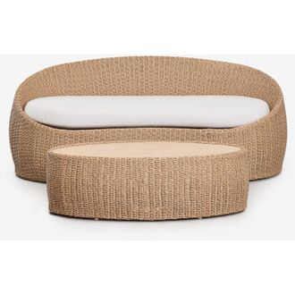 Sklum Set da giardino con divano 3 posti e tavolino in legno di acacia e rattan sintetico Clarnyx SKLUM
