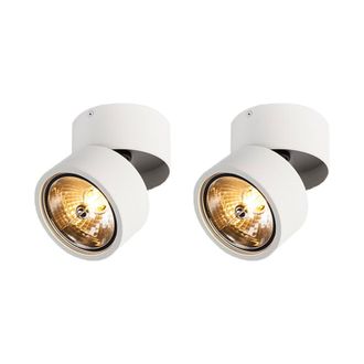 QAZQA Industrial Set De 2 Focos Modernos Blancos Redondos Ajustables - Go Nine Acero /aluminio Redonda Adecuado Para Led Max. 1 X 40 Watt - Qazqa