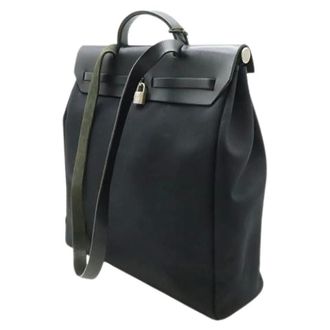 Herm&egrave;s Pre-owned Vintage Canvas Shoulder Bag - Dames - Pre-owned - Zwart - Maat: ONE Size Leer