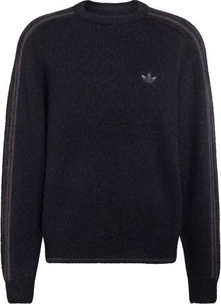 adidas Three Stripes Fluffy Knit Sweatshirt Asia Sizing Black KE4170
